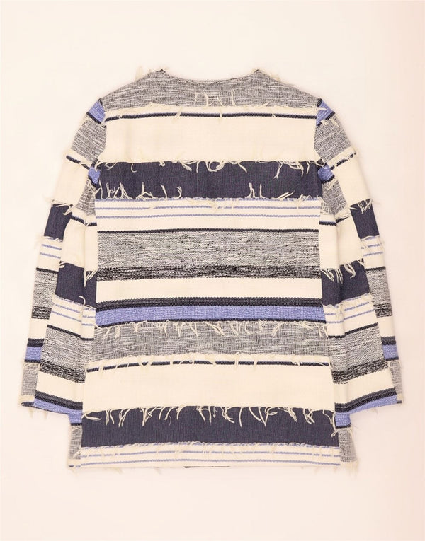 Zara Womens Open Blazer Jacket UK 16 Large Multicoloured Striped Cotton