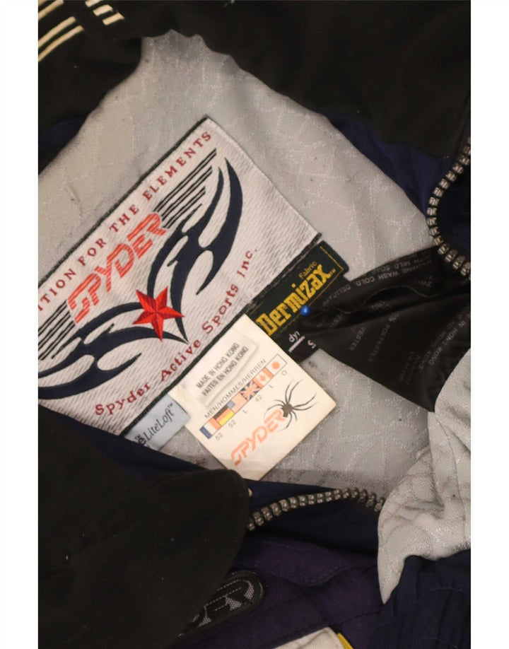 Spyder Mens Graphic Ski Jacket UK 42 XL Navy Blue Colourblock Polyester
