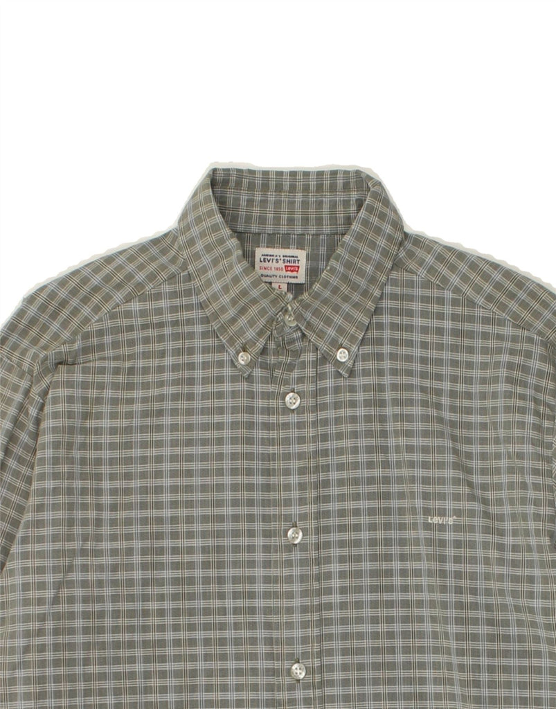 LEVI'S Mens Shirt Large Grey Check Cotton Vintage Levi's and Second-Hand Levi's from Messina Hembry 