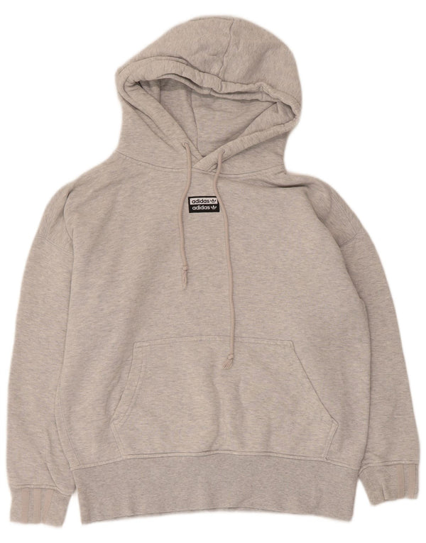 Adidas Womens Hooded Oversized Hoodie Jumper UK 4 XS Grey Flecked Cotton