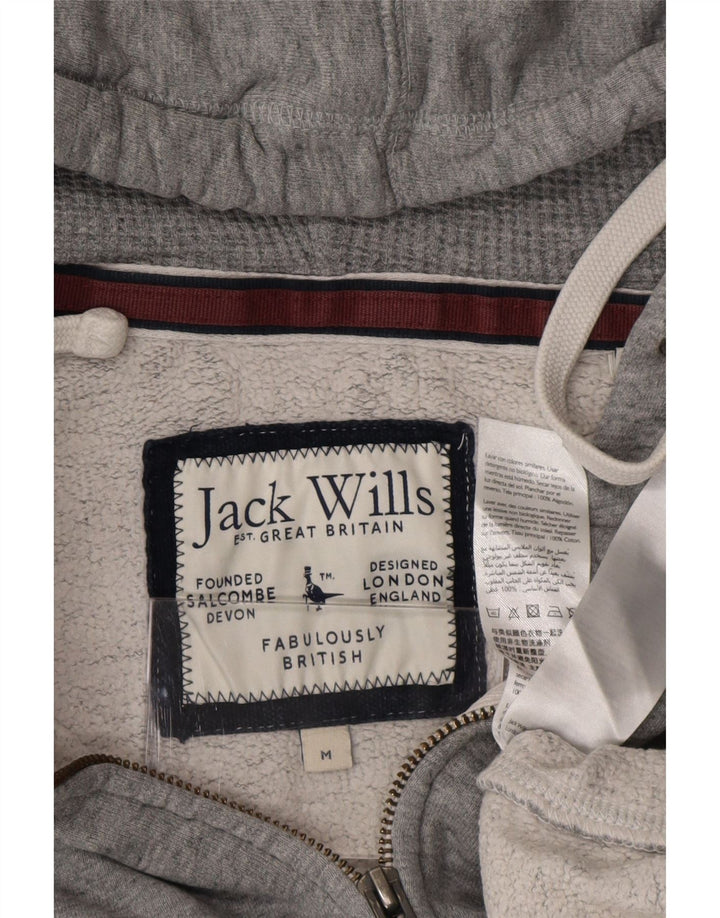 Jack Wills Mens Zip Hoodie Sweater Medium Grey Cotton