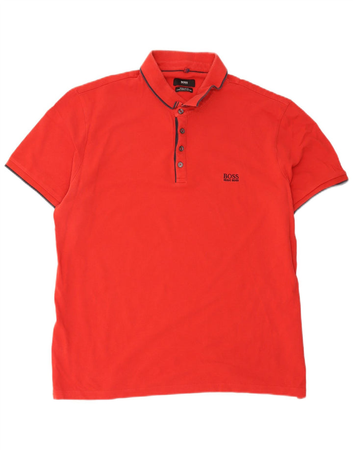 Hugo Boss Mens Regular Fit Polo Shirt Large Red Cotton