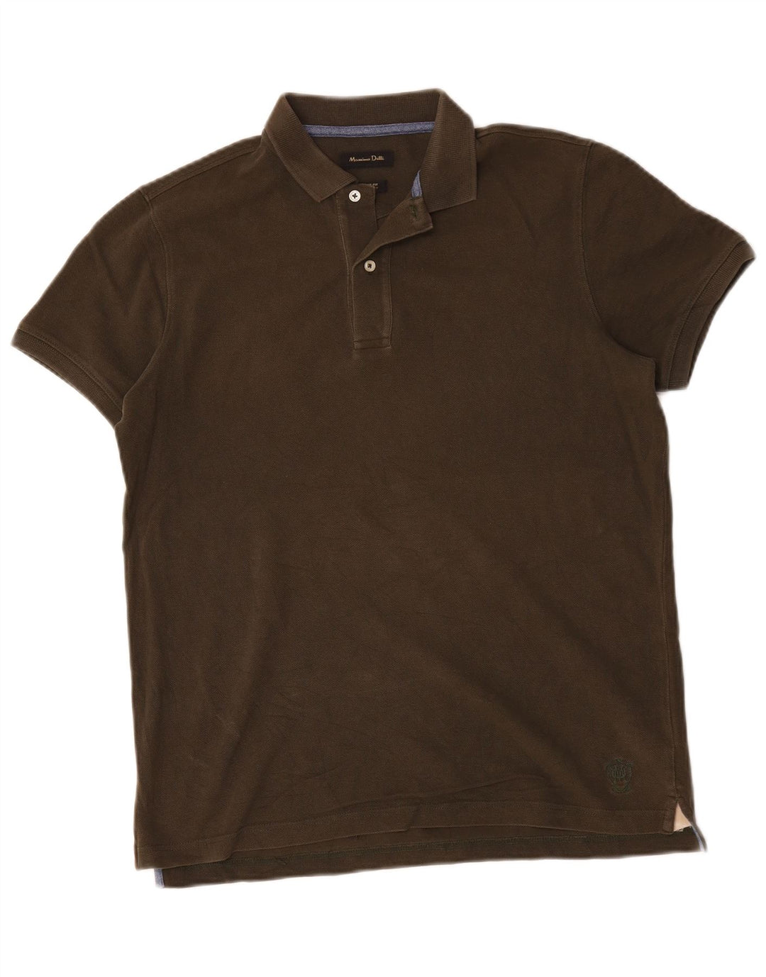 Massimo Dutti Mens Regular Fit Polo Shirt Medium Khaki Cotton