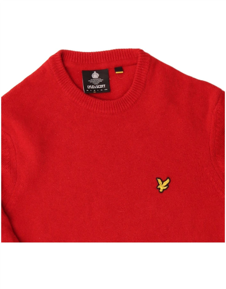 LYLE & SCOTT Mens Crew Neck Jumper Sweater Medium Red Wool