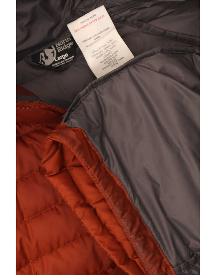 North Ridge Mens Hooded Padded Jacket UK 40 Large Brown Polyester