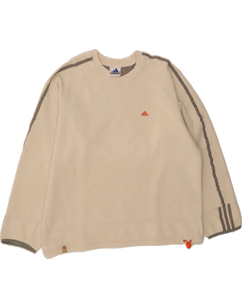 ADIDAS Mens Sweatshirt Jumper Medium Beige Cotton Vintage Adidas and Second-Hand Adidas from Messina Hembry 