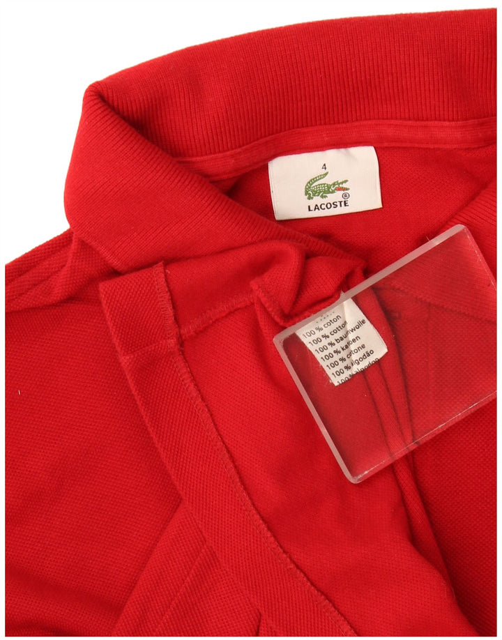 Lacoste Mens Long Sleeve Polo Shirt Size 4 Medium Red Cotton