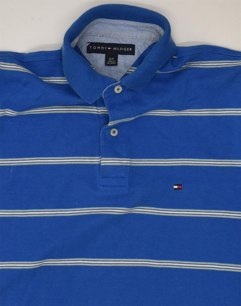 TOMMY HILFIGER Mens Polo Shirt Small Blue Striped Cotton | Vintage Tommy Hilfiger | Thrift | Second-Hand Tommy Hilfiger | Used Clothing | Messina Hembry 