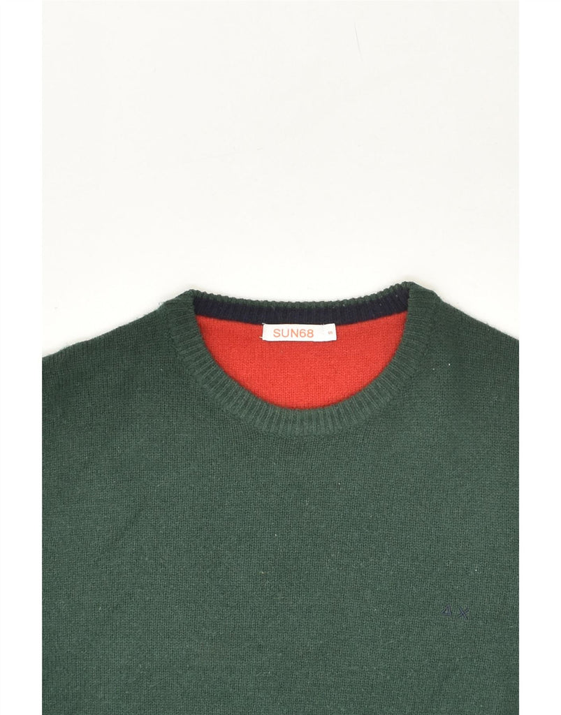 SUN68 Mens Crew Neck Jumper Sweater Small Green Wool Vintage Sun68 and Second-Hand Sun68 from Messina Hembry 