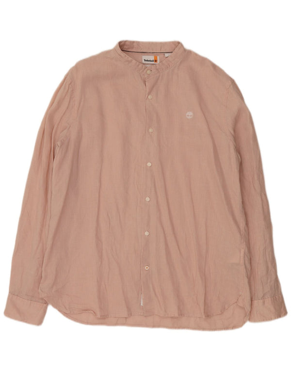 Timberland Mens Slim Fit Shirt XL Pink Linen