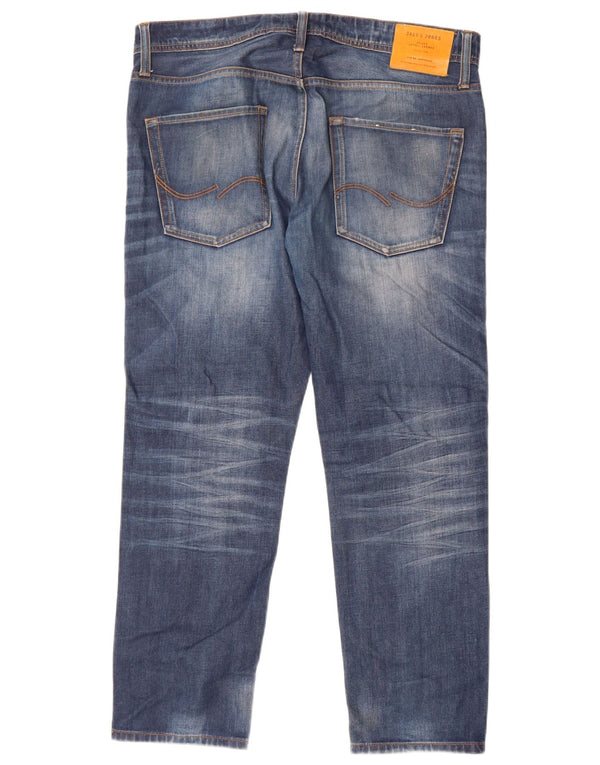 Jack & Jones Mens Mike Straight Jeans W34 L30 Blue Cotton
