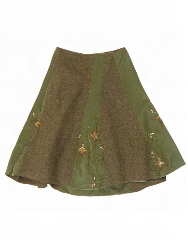 Monsoon Womens A-Line Skirt UK 10 Small W30 Green Floral