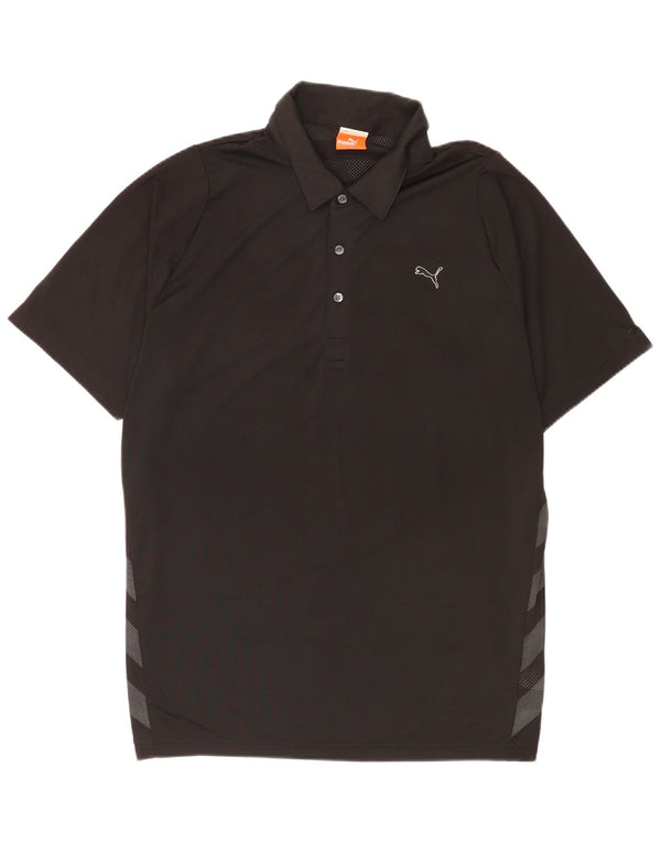 Puma Mens Graphic Polo Shirt Large Black Colourblock Polyester
