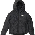 Nike Womens Graphic Hooded Padded Jacket UK 14 Medium Navy Blue Polyester