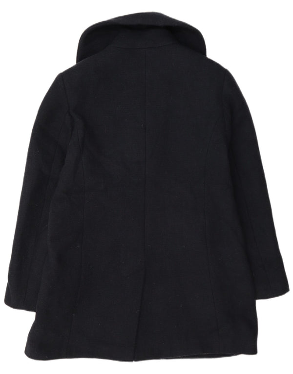Marks & Spencer Womens Double Breasted Pea Coat UK 12 Medium Navy Blue Wool