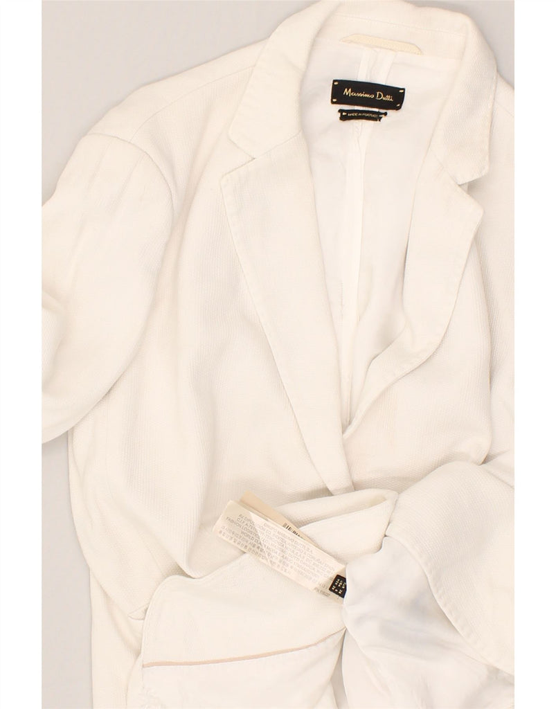 MASSIMO DUTTI Womens 2 Button Blazer Jacket EU 38 Small Off White Cotton | Vintage Massimo Dutti | Thrift | Second-Hand Massimo Dutti | Used Clothing | Messina Hembry 