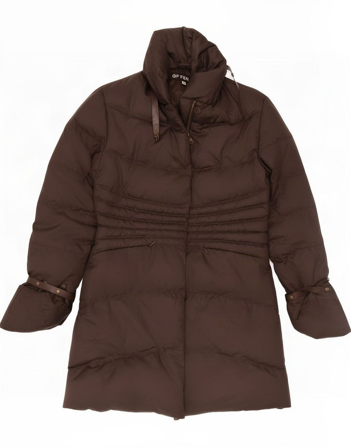 GF Ferre Womens Padded Jacket UK 14 Medium Brown Polyester