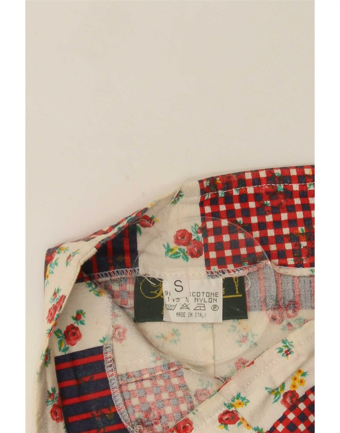 Vintage Womens Pencil Skirt Small W26 Multicoloured Patchwork Cotton