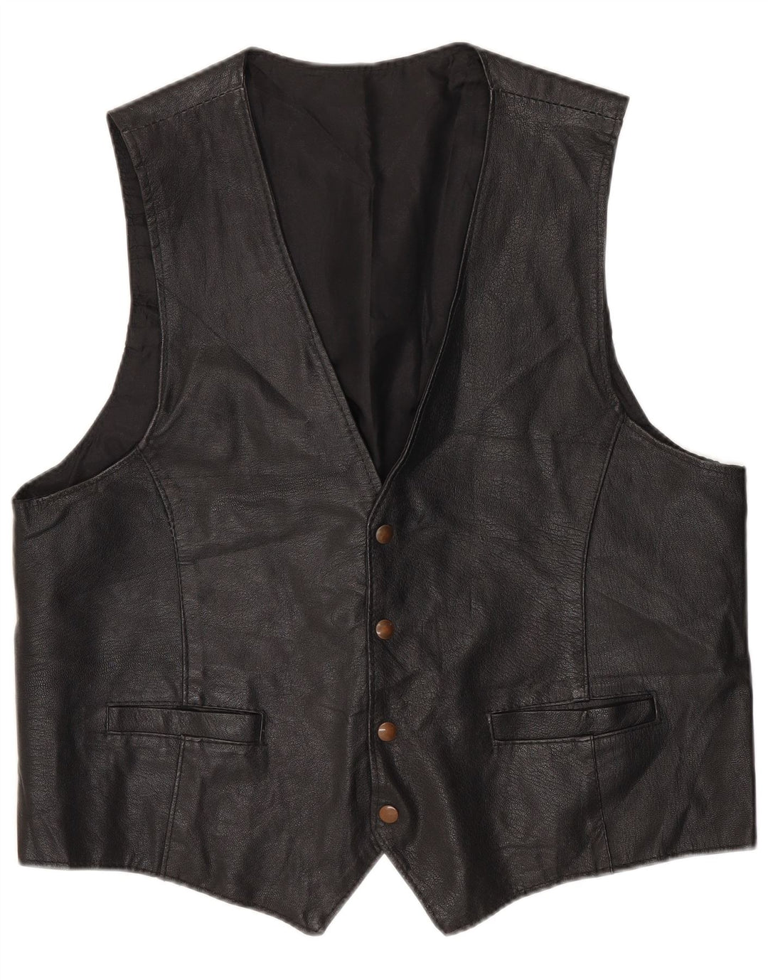 Vintage Mens Leather Waistcoat XL Black