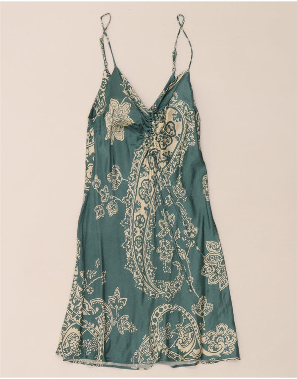 Zara Womens Slip Dress UK 6 XS Green Paisley Viscose