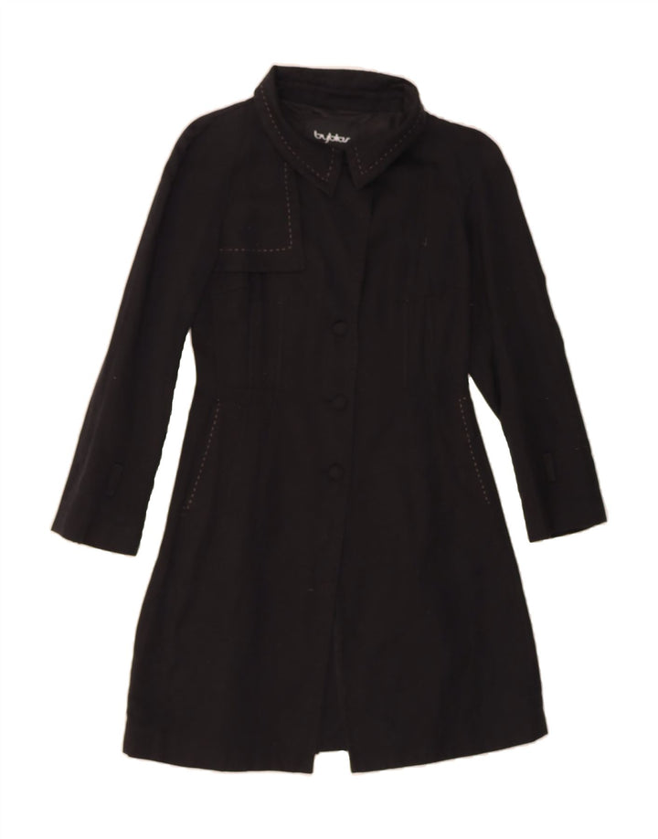 BYBLOS Womens Overcoat UK 10 Small Black Cotton Vintage Byblos and Second-Hand Byblos from Messina Hembry 