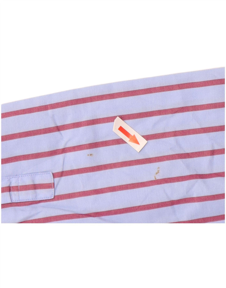 Lacoste Mens Shirt Size 41 Large Blue Pinstripe Cotton