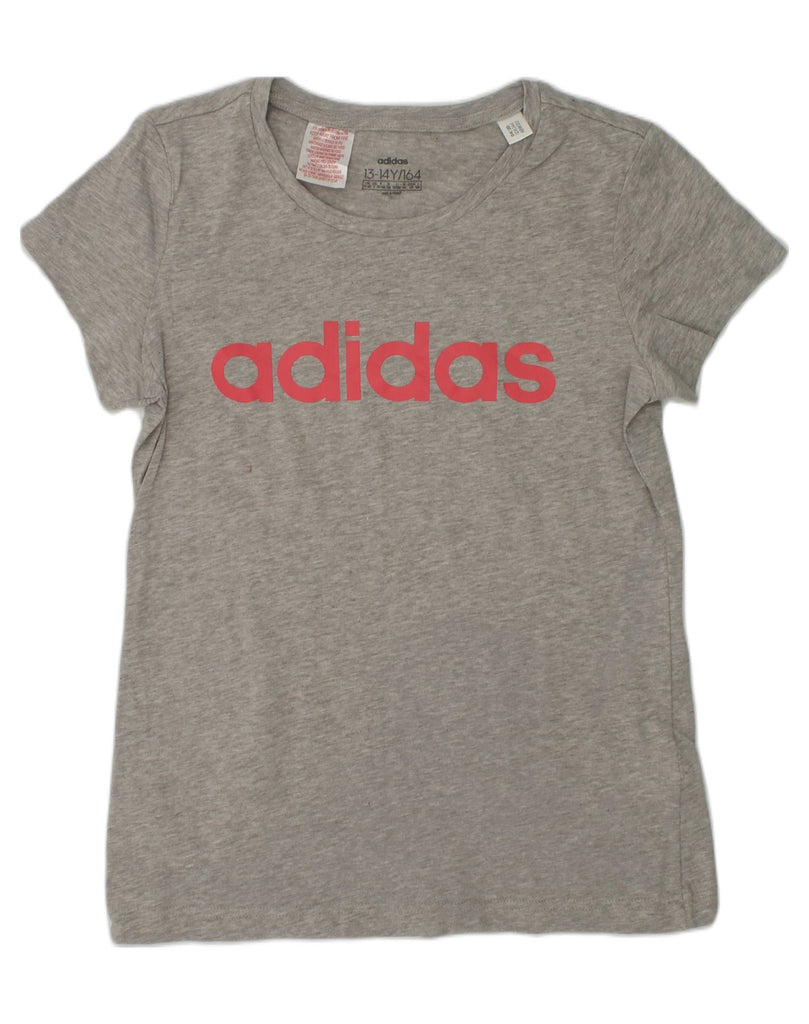 ADIDAS Girls Graphic T-Shirt Top 13-14 Years Grey Cotton | Vintage Adidas | Thrift | Second-Hand Adidas | Used Clothing | Messina Hembry 