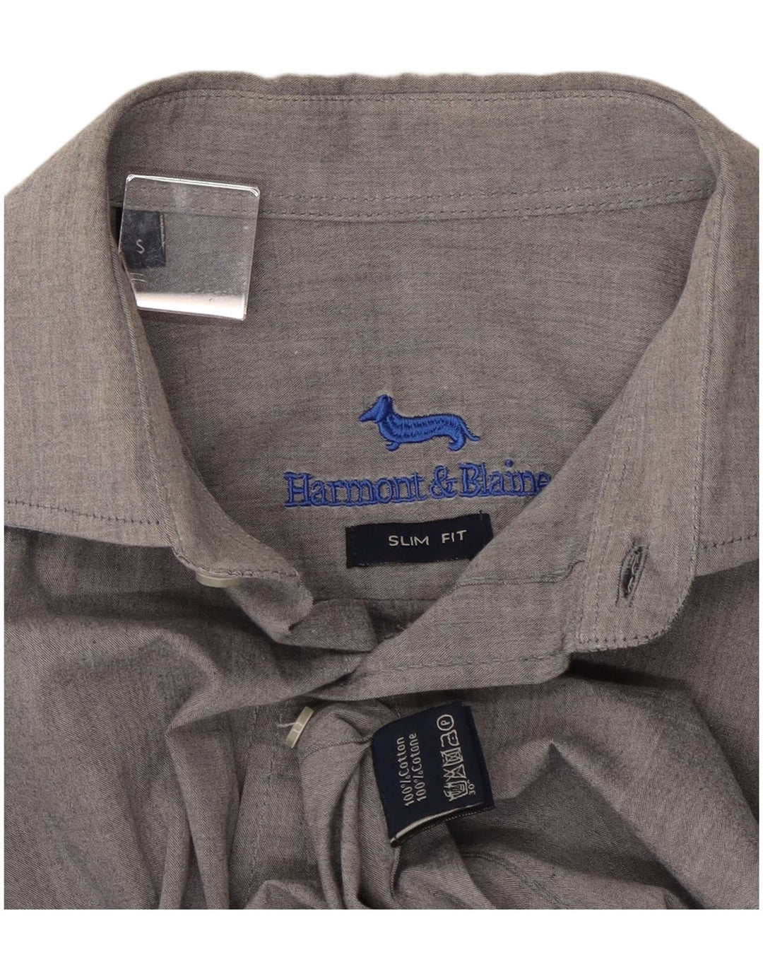 HARMONT & BLAINE Mens Slim Fit Shirt Small Grey Cotton