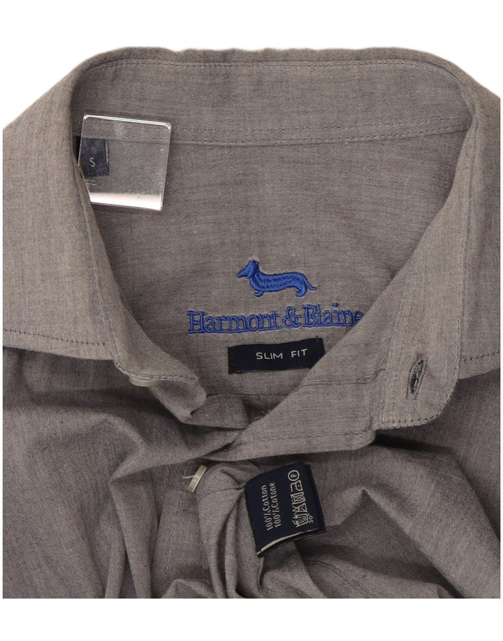 HARMONT & BLAINE Mens Slim Fit Shirt Small Grey Cotton