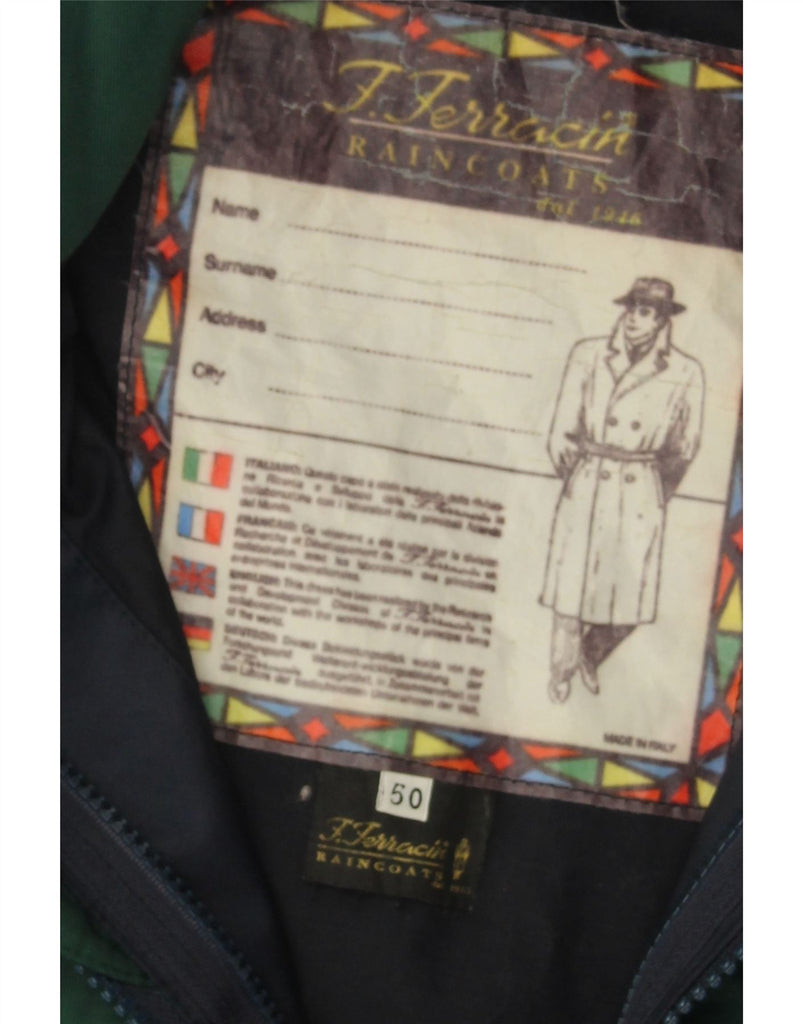 VINTAGE Mens Raincoat IT 50 Large Green Polyester Vintage Vintage and Second-Hand Vintage from Messina Hembry 