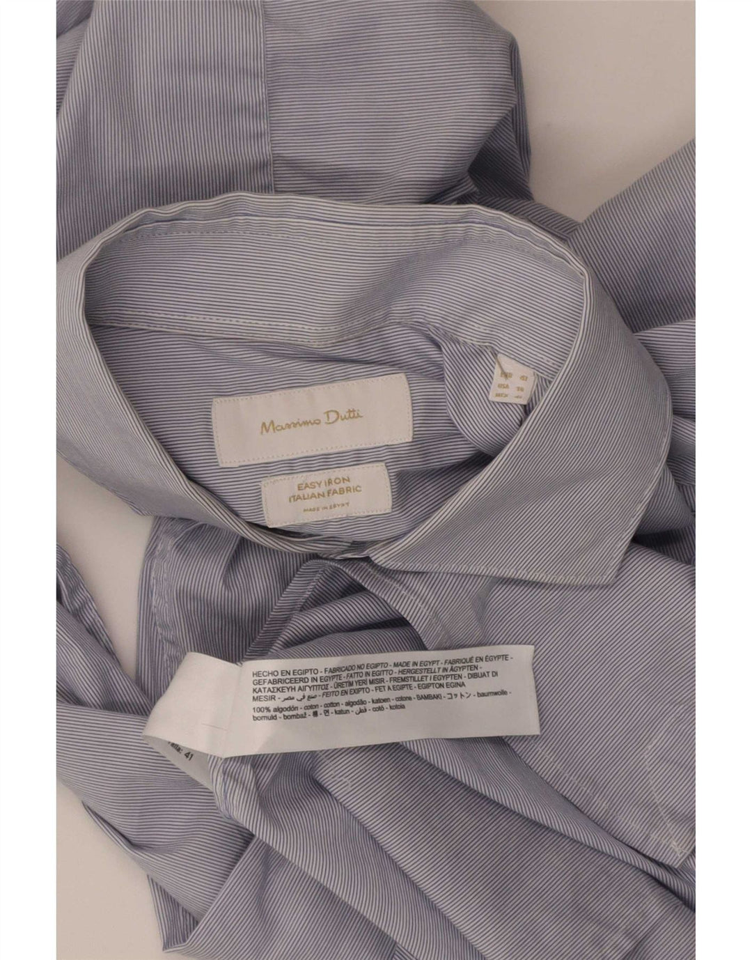 Massimo Dutti Mens Shirt Size 41 Medium Blue Pinstripe Cotton Classic