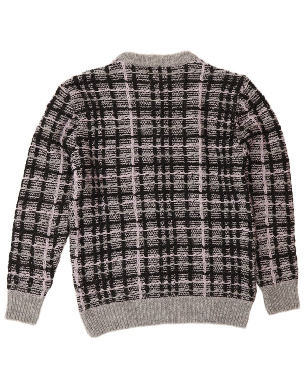 Zara Mens Crew Neck Jumper Sweater Medium Grey Check Acrylic