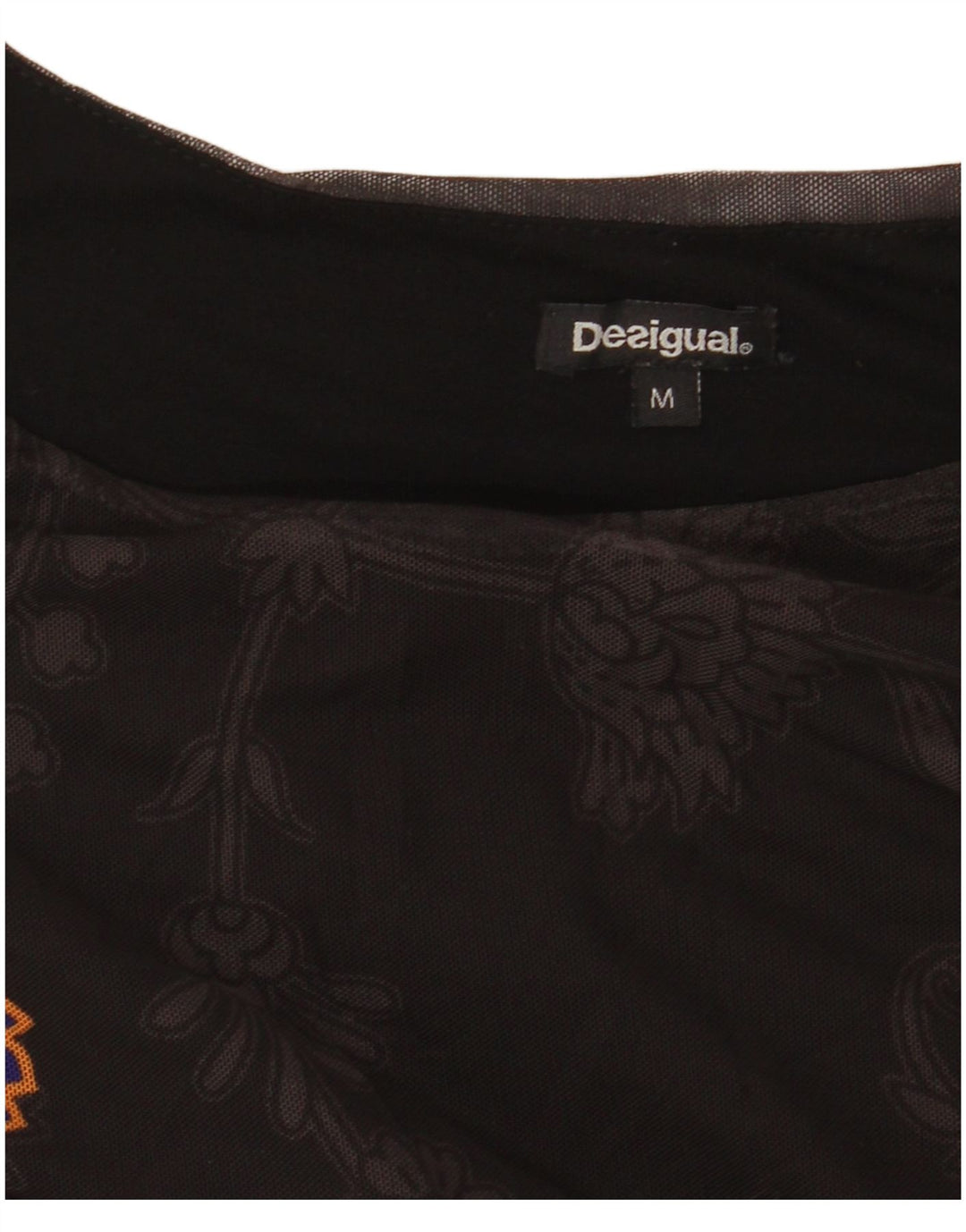 DESIGUAL Womens Long Sleeve Blouse Top UK 12 Medium Black Floral