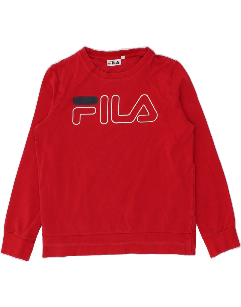 FILA Womens Graphic Sweatshirt Jumper UK 6 XS Red Cotton | Vintage Fila | Thrift | Second-Hand Fila | Used Clothing | Messina Hembry 