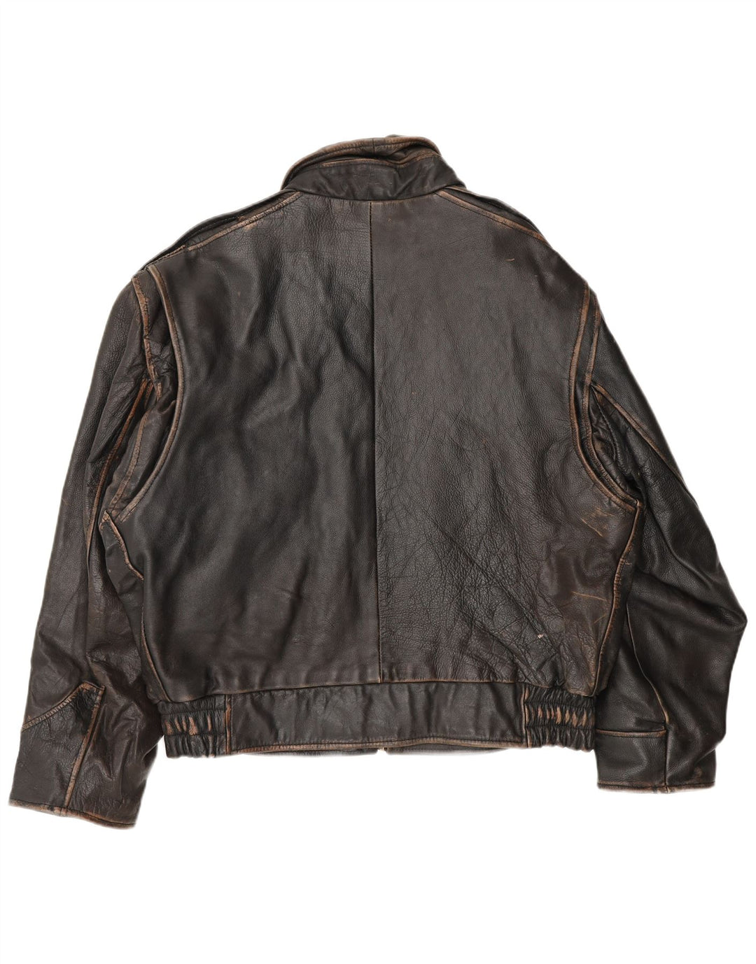 Bomboogie Mens Leather Bomber Jacket UK 42 XL Brown Leather