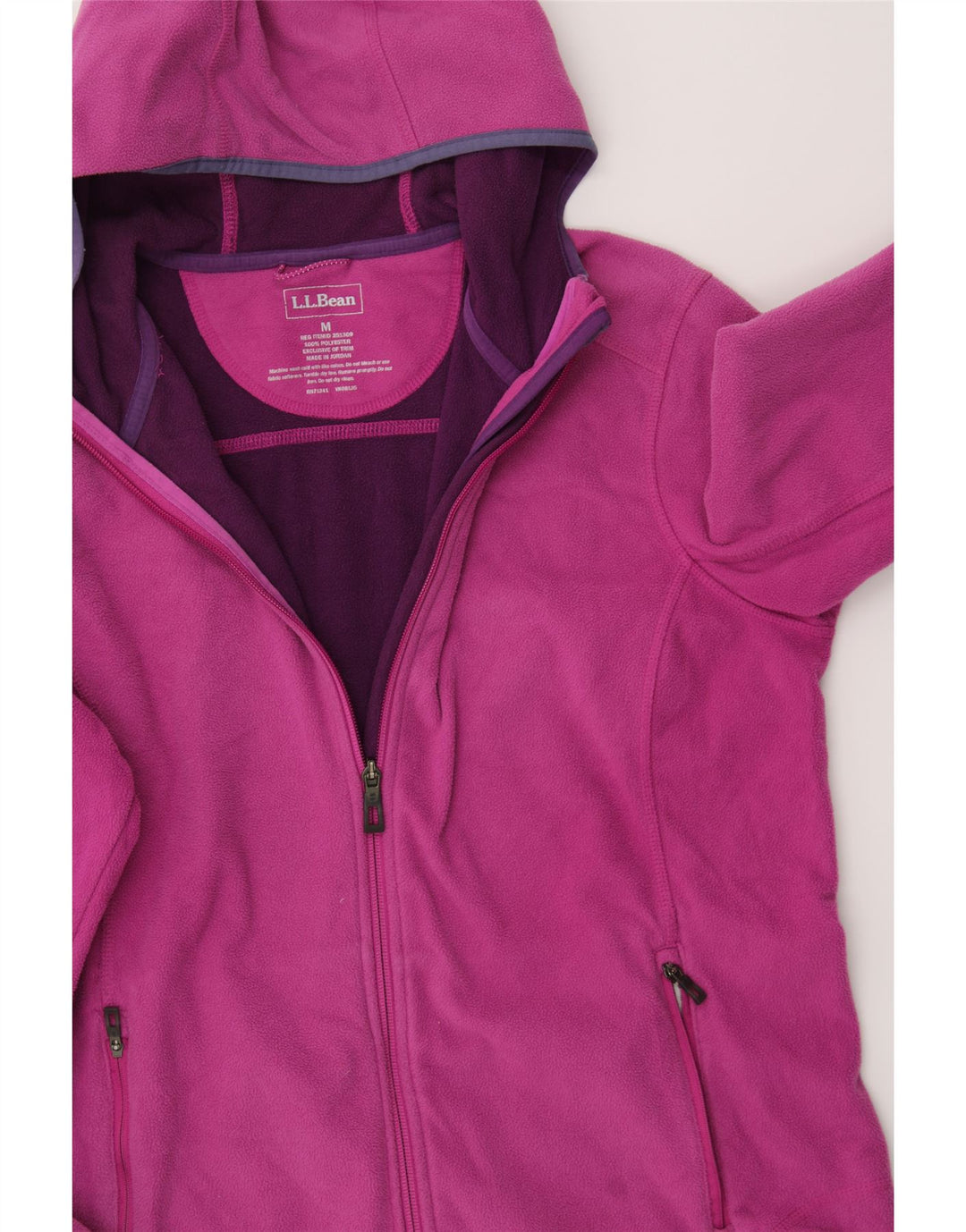 L.L.BEAN Womens Hooded Fleece Jacket UK 14 Medium Purple Polyester Vintage L.L.Bean and Second-Hand L.L.Bean from Messina Hembry 