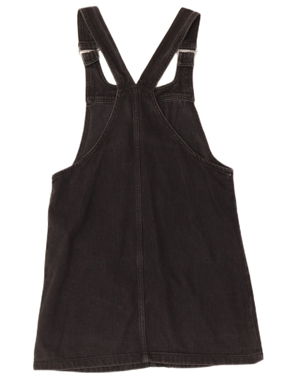 Topshop Womens Denim Dungaree Dress UK 8 Small Black Cotton