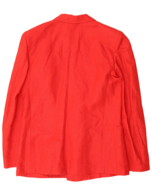 Vintage Womens Double Breasted Blazer Jacket IT 46 Large Red Linen