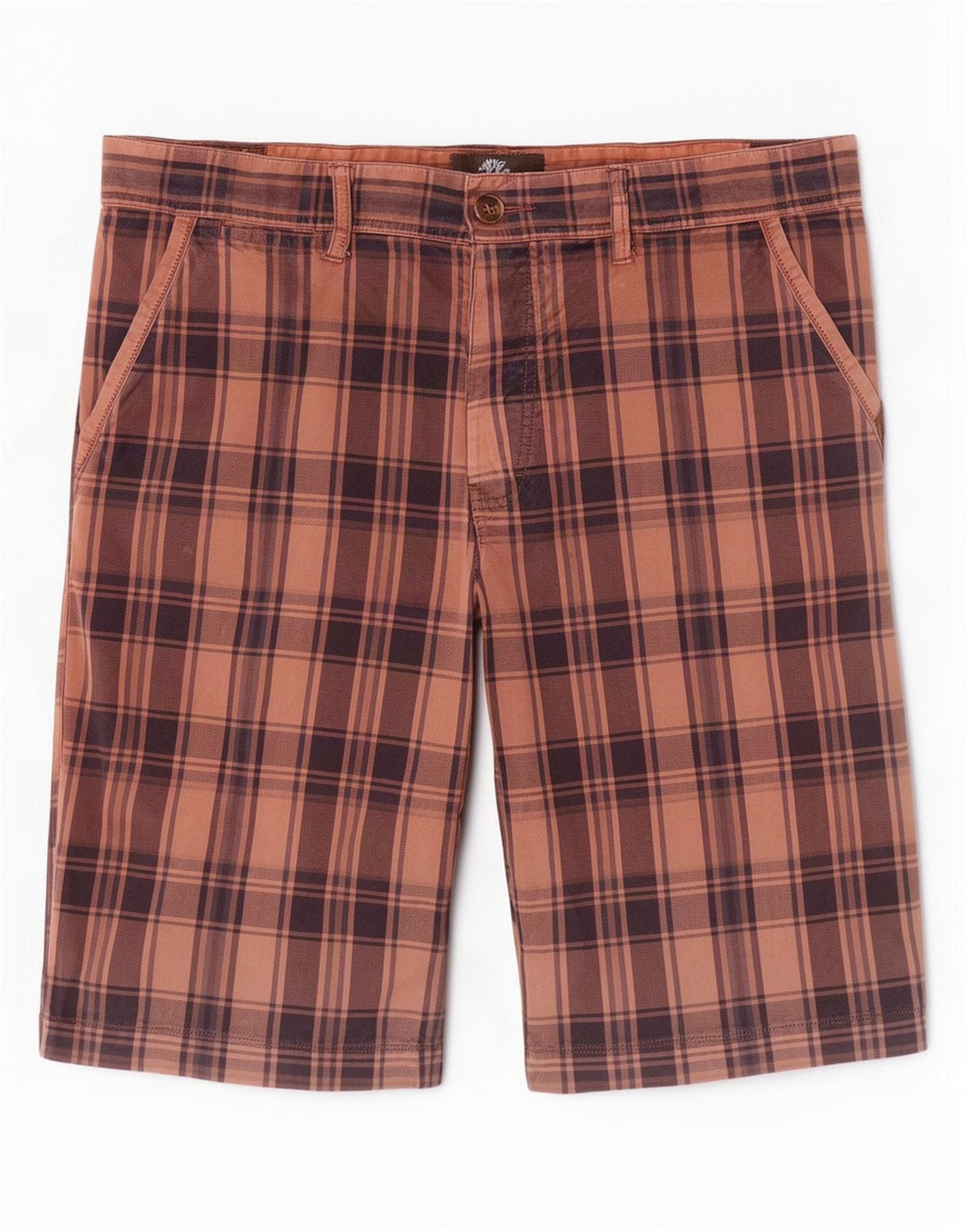 Timberland Mens Regular Chino Shorts W36 Large Brown Plaid Cotton