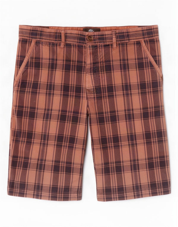 Timberland Mens Regular Chino Shorts W36 Large Brown Plaid Cotton