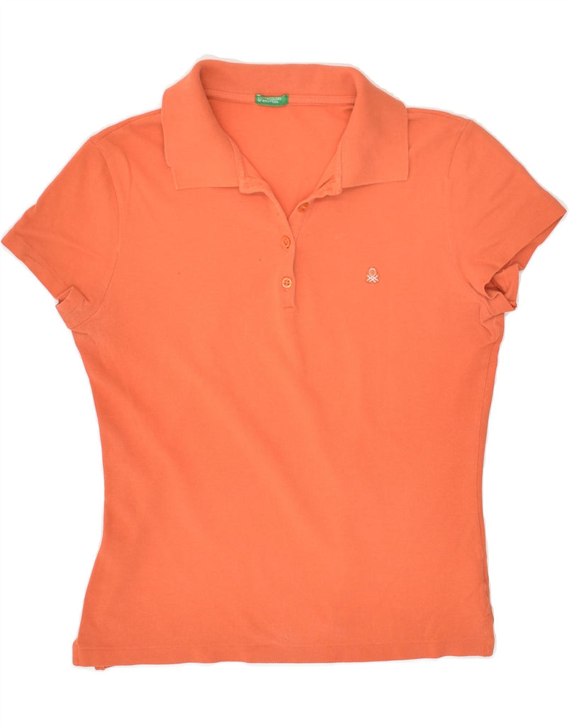 BENETTON Womens Polo Shirt UK 12 Medium Orange Cotton | Vintage Benetton | Thrift | Second-Hand Benetton | Used Clothing | Messina Hembry 