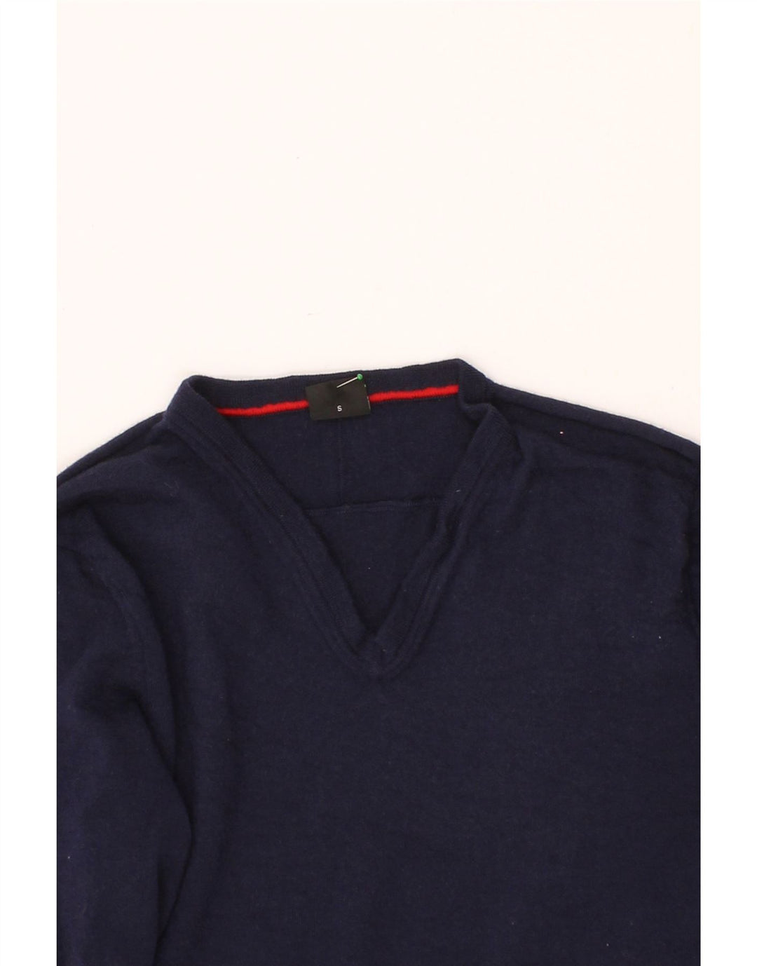 HUGO BOSS Mens V-Neck Jumper Sweater Small Navy Blue Virgin Wool Vintage Hugo Boss and Second-Hand Hugo Boss from Messina Hembry 