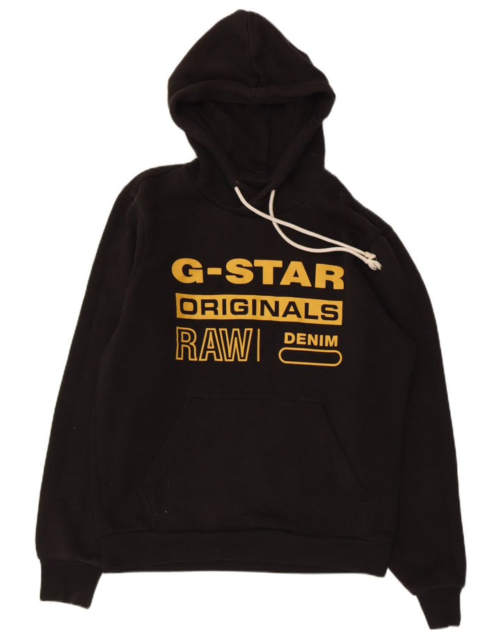 G-STAR Mens Graphic Hoodie Jumper Medium Black Cotton
