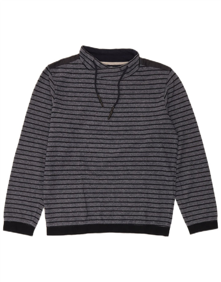 Essentials Mens Top Long Sleeve Small Navy Blue Striped