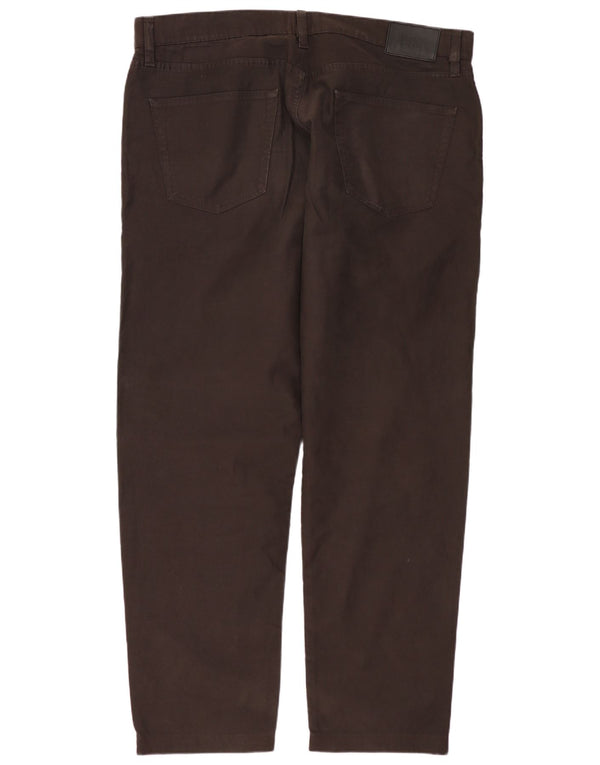 HUGO BOSS Mens Straight Casual Trousers W40 L30  Brown Cotton