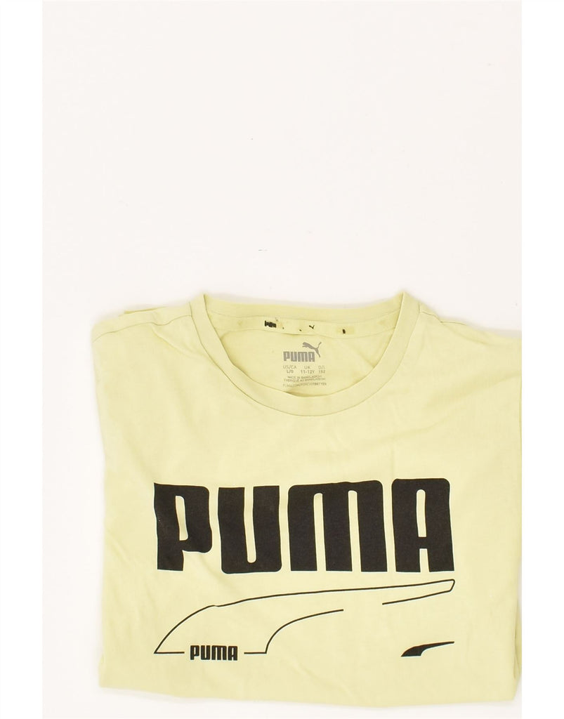 PUMA Boys Graphic T-Shirt Top 11-12 Years Yellow | Vintage Puma | Thrift | Second-Hand Puma | Used Clothing | Messina Hembry 