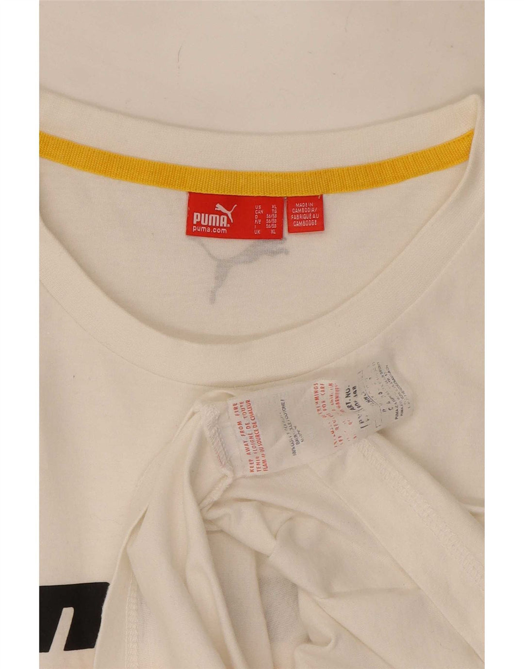 Puma Mens Graphic T-Shirt Top XL White Cotton