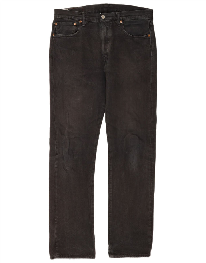 Levi's Mens 501 Straight Jeans W32 L34 Black Cotton