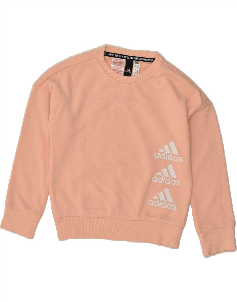 ADIDAS Girls Sweatshirt Jumper 7-8 Years Pink Cotton | Vintage Adidas | Thrift | Second-Hand Adidas | Used Clothing | Messina Hembry 