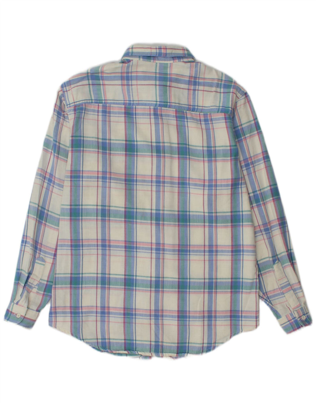 EDDIE BAUER Womens Flannel Shirt UK 14 Medium Blue Check Cotton